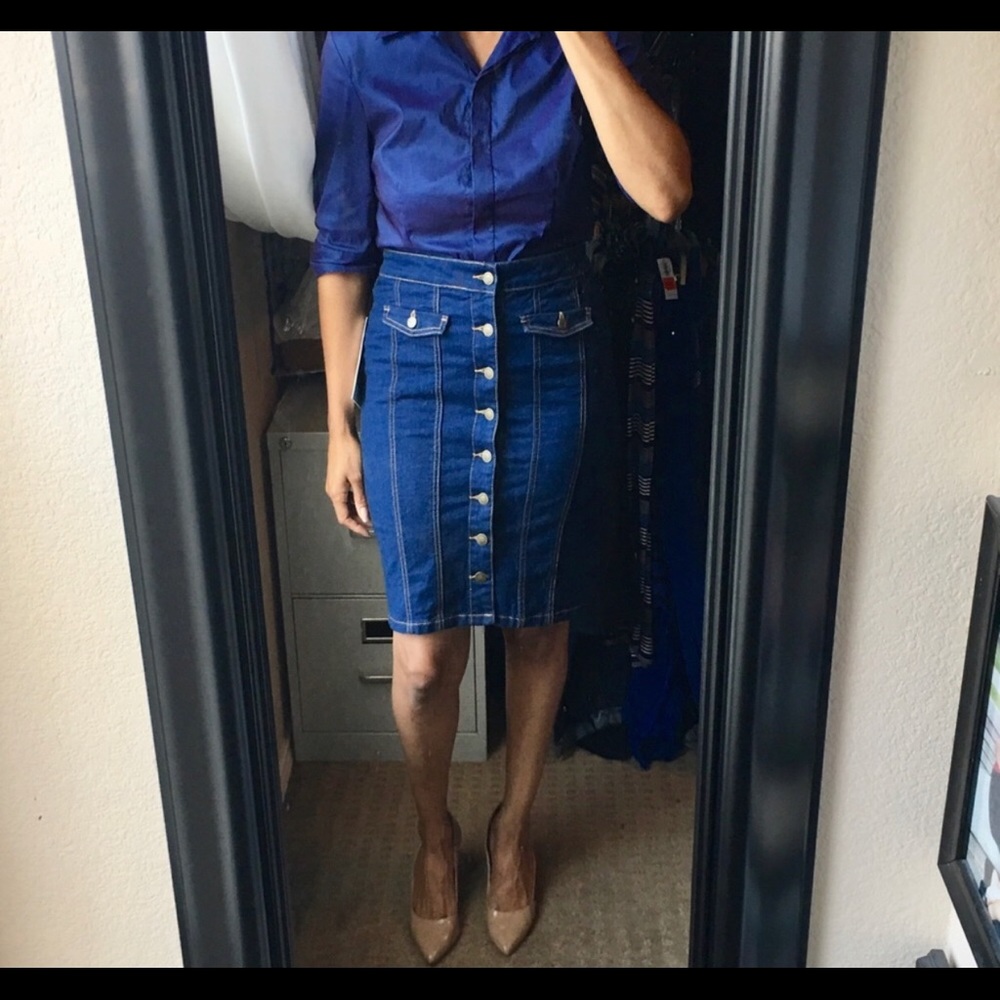 Guess High waisted denim pencil skirt